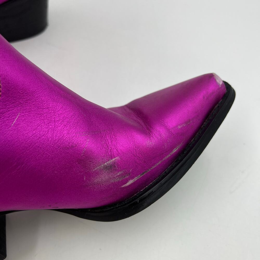 Jeffery Campbell Dagget Western Boot In Fuchsia Metallic Leather - Picture 4 of 14